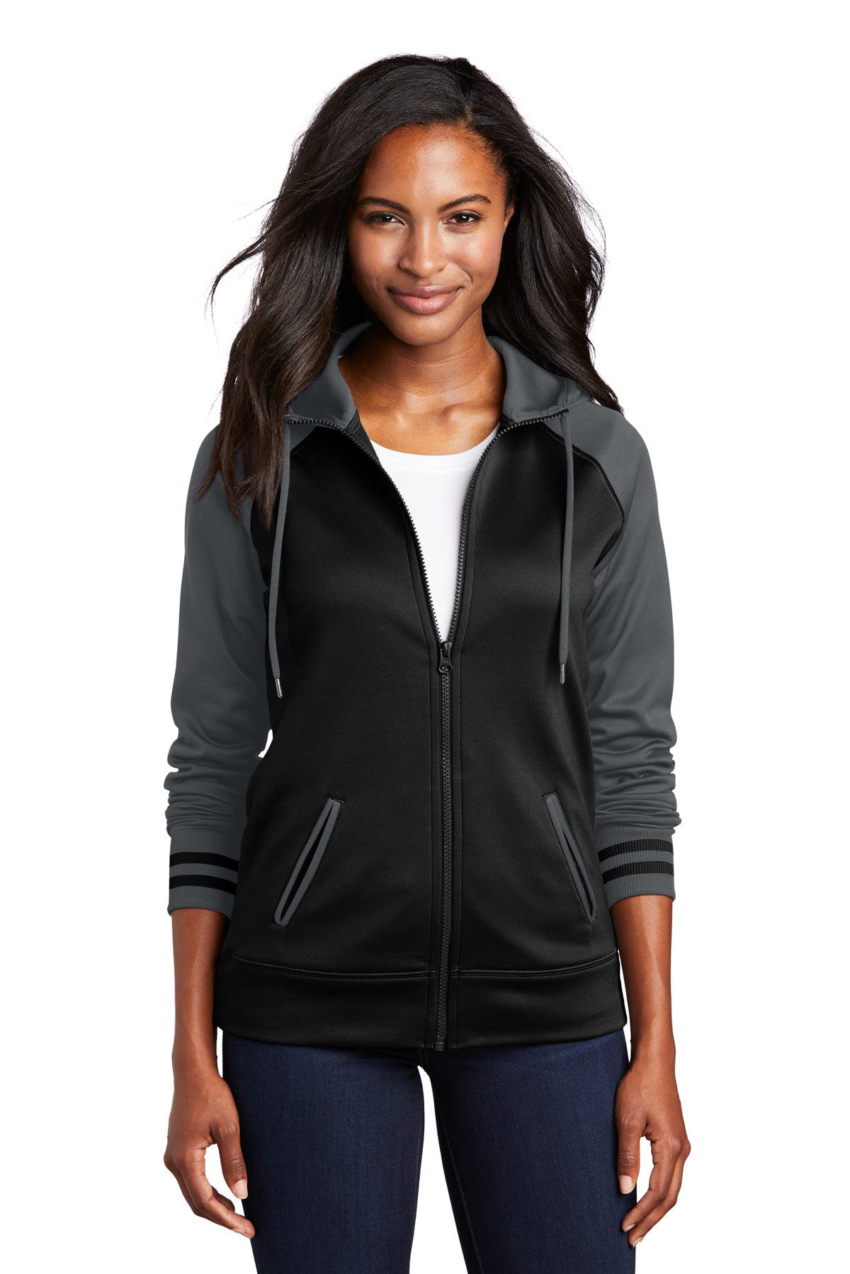 Sport-Tek® Ladies Sport-Wick® Varsity Fleece Full-Zip Hooded Jacket LST236