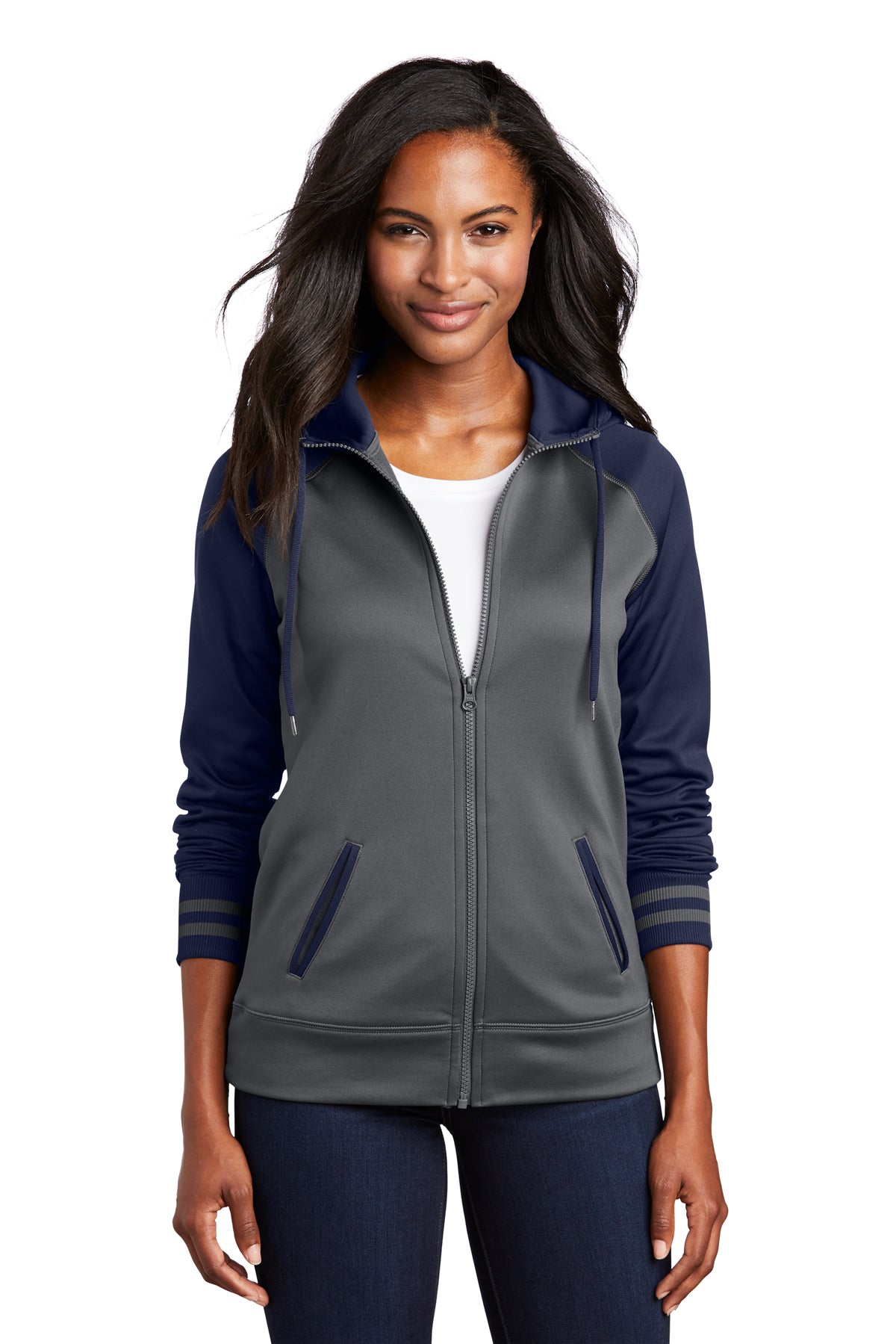 Sport-Tek® Ladies Sport-Wick® Varsity Fleece Full-Zip Hooded Jacket LST236